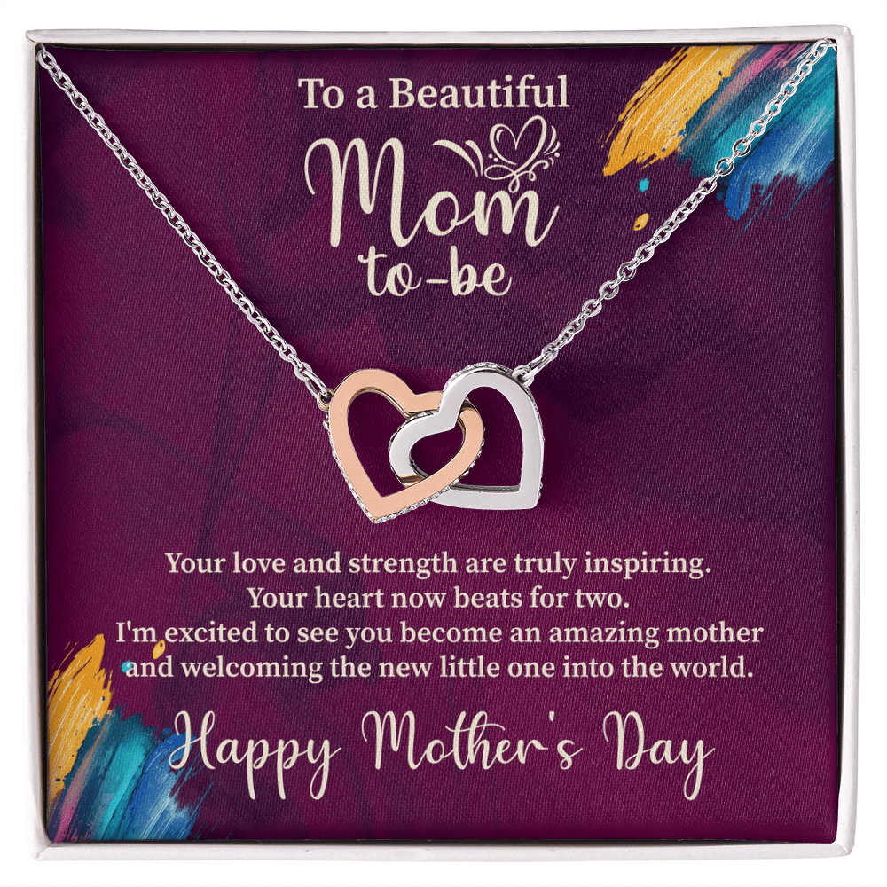 To A Beautiful Mom - To - Be Interlocking Hearts Necklace - Gift for Pregnant Expecting Mom - Beauty Belliss